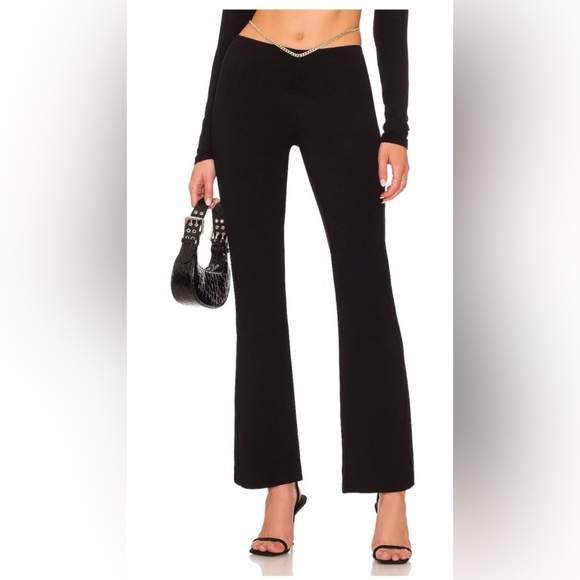 H:Ours Black Flared Pants - Women's Stretch Knit - Picture 4 of 5